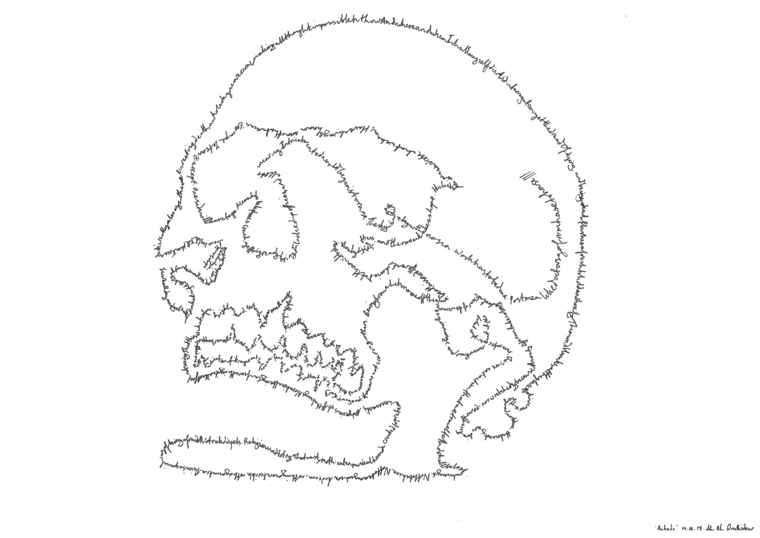Line skull study, on the poem 'Aubade', by Philip Larkin (1922-1985)